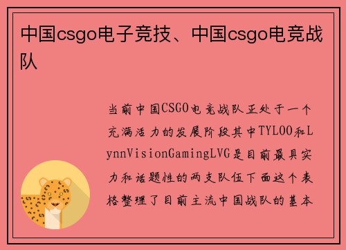 中国csgo电子竞技、中国csgo电竞战队